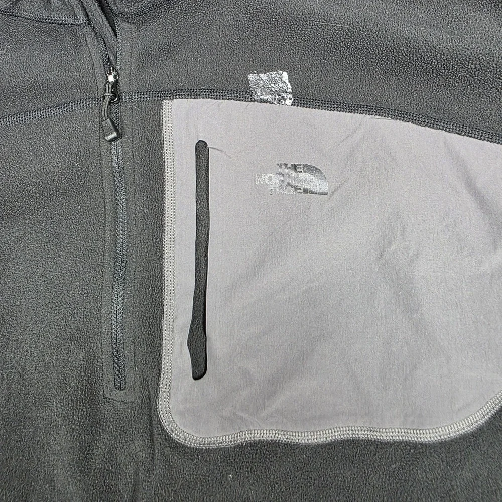 North Face Jacket Mens Double Extra Large Black 1/4 Zip Fleece Solid
